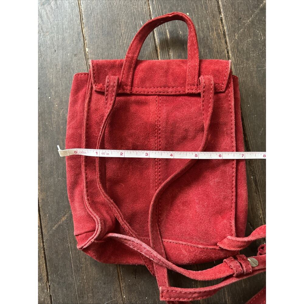 ASOS Red Suede Leather Small Backpack Preowned Women's Bag - Picture 7 of 9